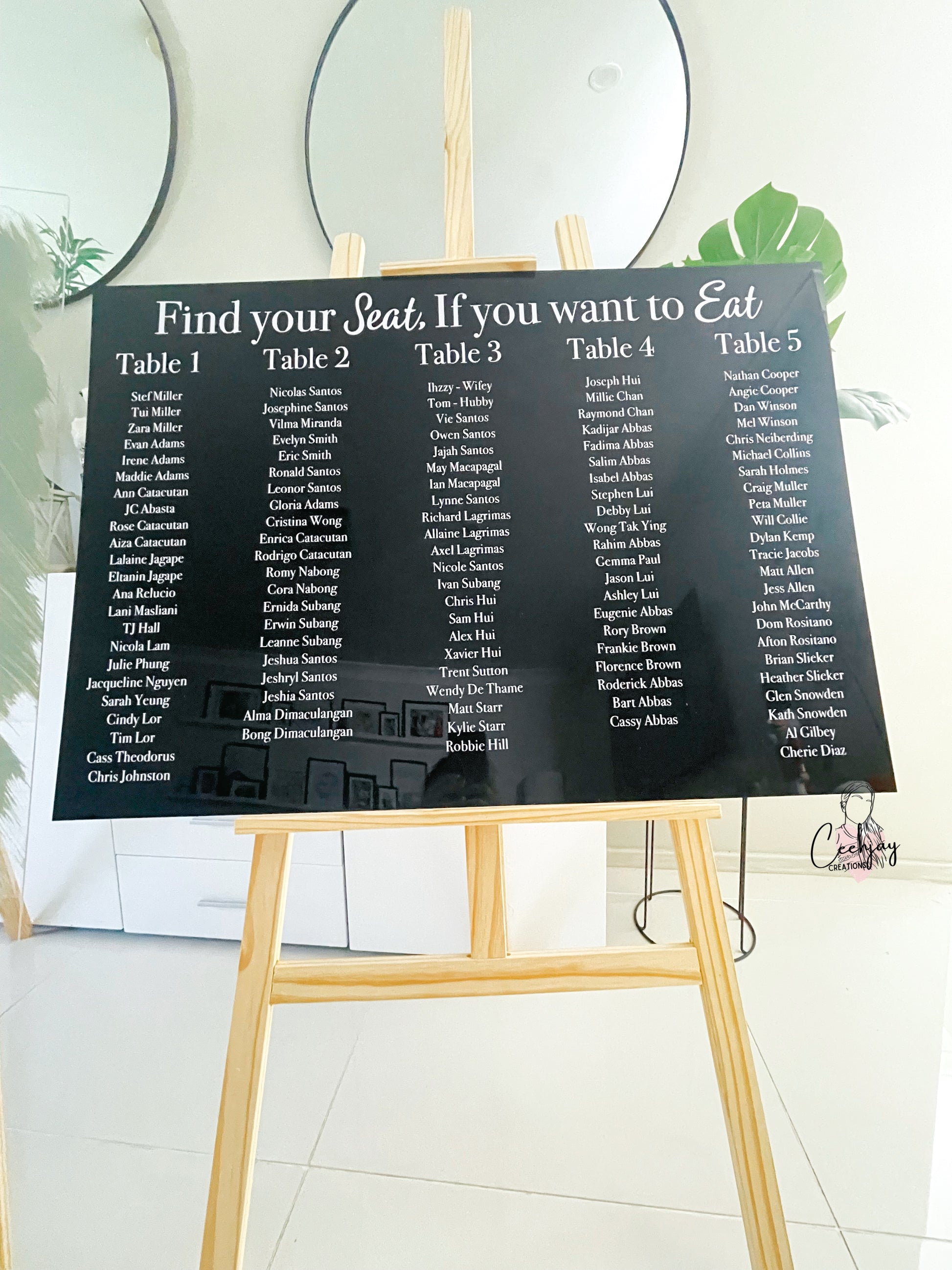 Please Find Your Seat Modern Clear Acrylic Sign – Rich Design Co